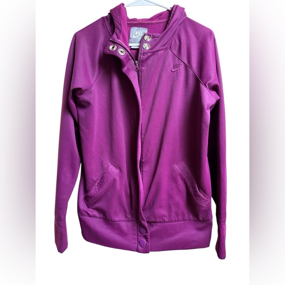 Nike Sportswear Purple Full Zip Hoodie Jacket Snap Collar Women’s Large